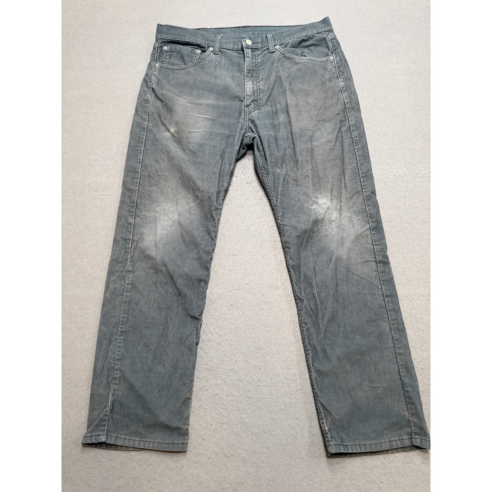 Levi's‎ 505 Corduroy Pants Men's 36x27 Gray Faded Straight Leg Stretch Preppy